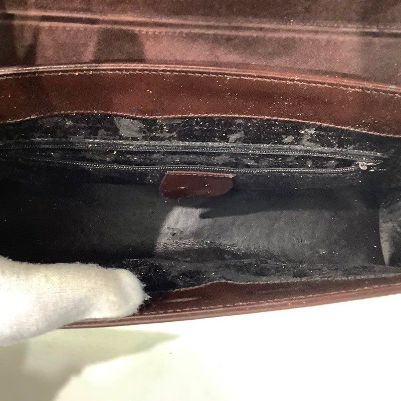 GUCCI グッチ ショルダーバッグ エナメル ダークブラウン シルバー金具