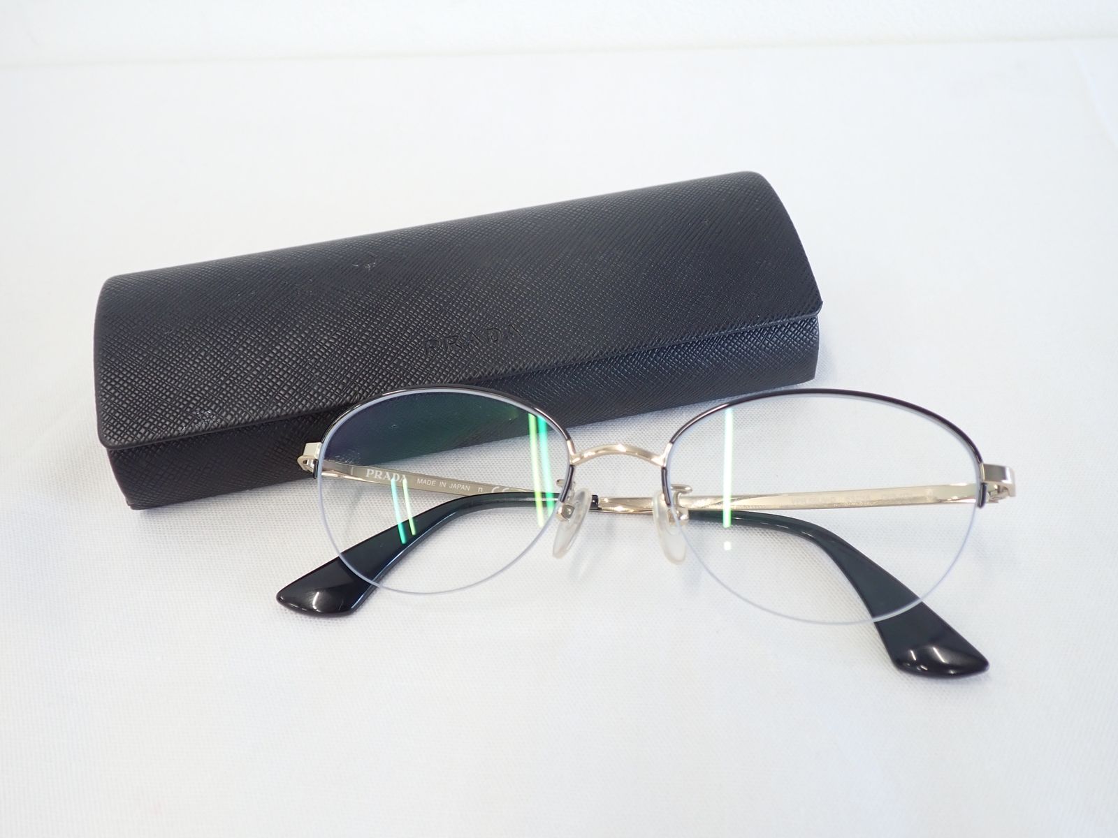 PRADA プラダ 眼鏡フレーム VPR 65Q QE3-1O1 ブラックゴールド キャットアイ ハーフリム