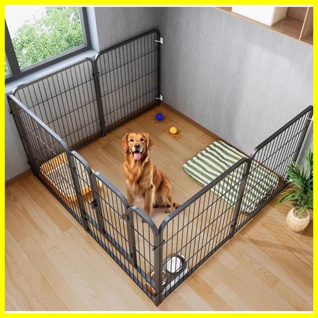 犬　ハウス　ケージ　組み立て自由 在庫処分】広げる 犬用 ペットケージ ダブルロック 工具不要 簡単