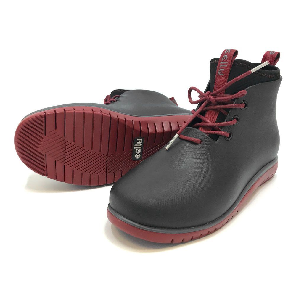 ☆ BLK/MAGMARED ☆ 25cm ☆ ccilu PANTO POLA チル ccilu レインブーツ レディース メンズ スノーブーツ 雪 軽量 ショート レインシューズ 晴雨兼用 雨靴 ブーツ カジュアルシューズ スニーカー