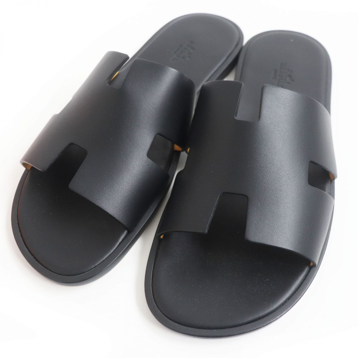 未使用品□HERMES/エルメス イズミール Hロゴ レザー スライドサンダル 