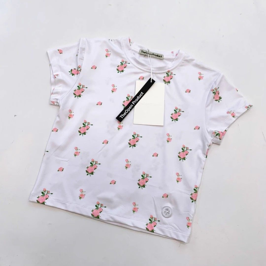 Theopenproduct 花柄タイトTシャツ ショートスリーブ スリムシルエット