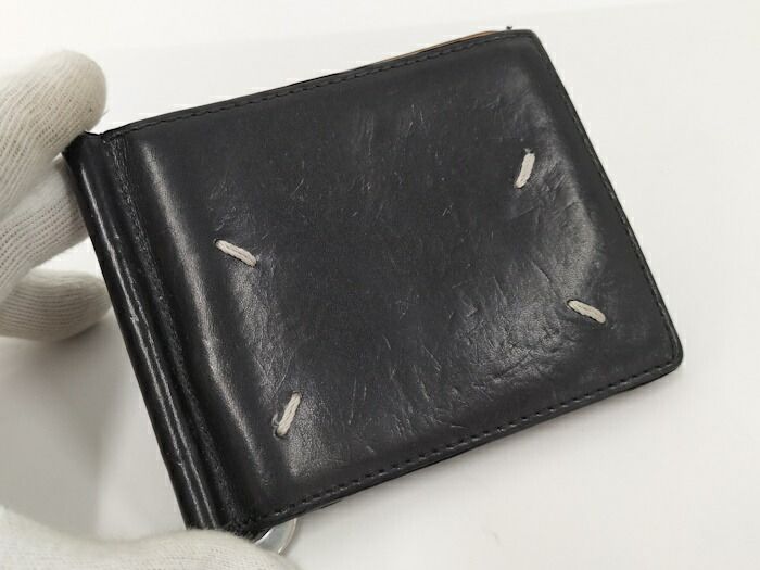 Maison Margiela マネークリップ 黒 レザー　二つ折り財布 メゾンマルジェラ Maison Margiela 財布 二つ折り財布