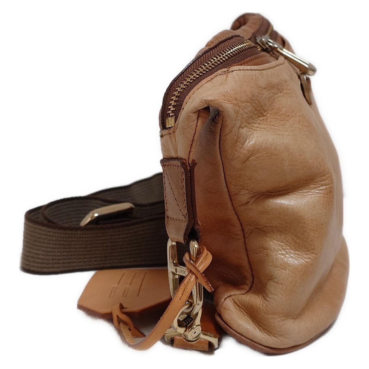 aniary アニアリ ウエストポーチ - ベージュ×ブラウン レザー