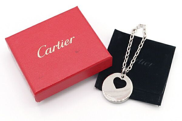 極美品●Cartier カルティエ T1220240 ハートモチーフ ロゴ刻印入 バッグチャーム/キーホルダー/ペンダントトップ シルバー 箱/保存袋付き