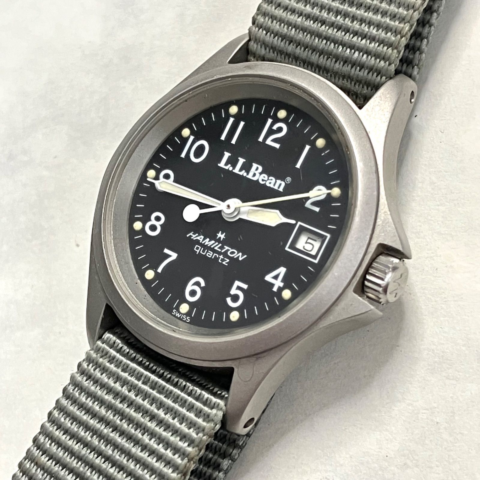 貴重⭐️ LL Bean×HAMILTON KHAKI】 LL BeanとHAMILTONのコラボ 年式1980年代 初期モデル HAMILTON  9771 クォーツ フィールドウォッチ リュウズガード （AYA） - メルカリ