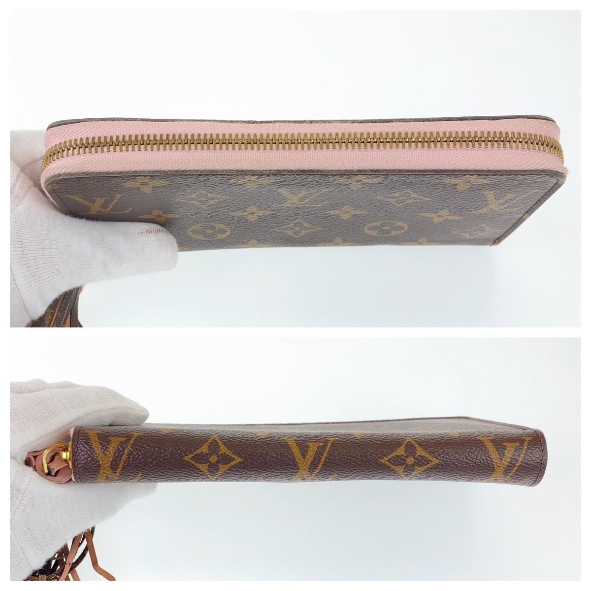 LOUIS VUITTON ルイヴィトン モノグラム ジッピー ウォレット タッセル ブラウン ピンクベージュ PVC / レザー M62403  ラウンドファスナー 長財布 【中古】 レディース 303962【中古】