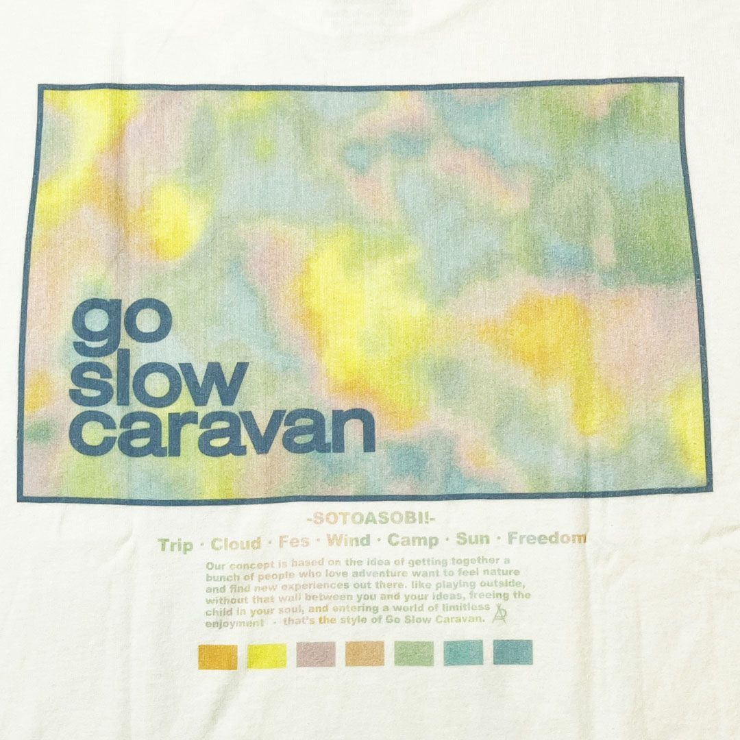 go slow caravan 水彩 USA/C スクエア LOGO バックプリント ゆったり TEE ☆ ゴースローキャラバン メンズ 男女兼用 ユニセックス 半袖 ロゴ Tシャツ