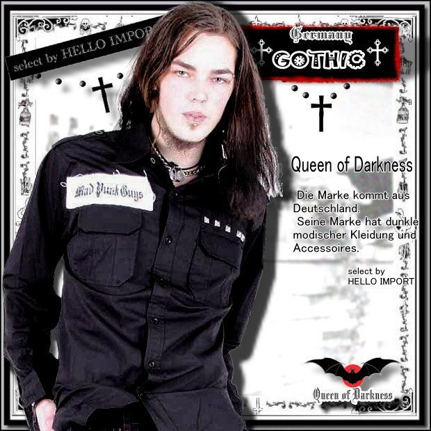 ゴシック ドレスシャツ メンズ 長袖 スカルウイング 柄 ワッペン 服 ファッション 黒 再入荷x2 |rfa163