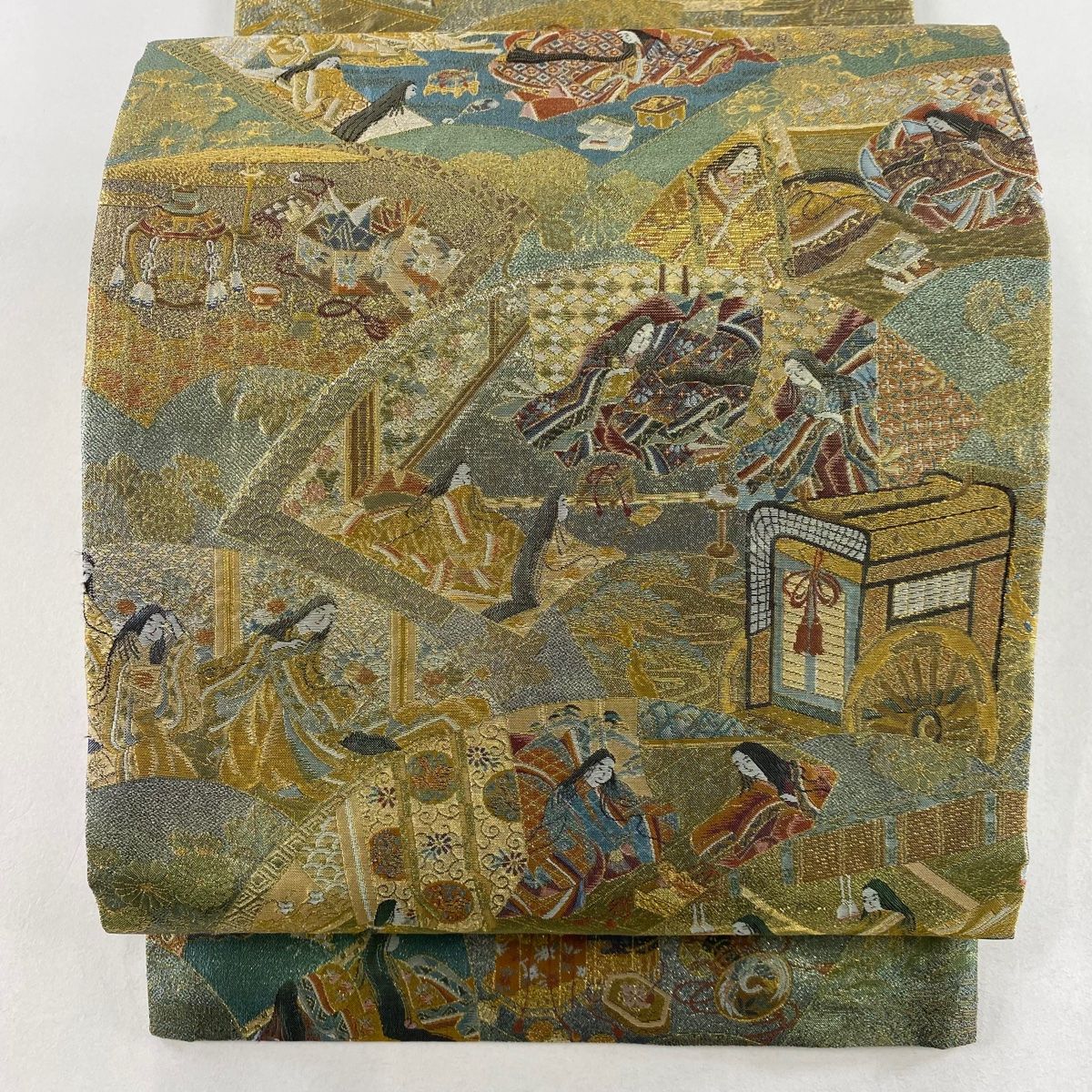 【美品】袋帯 綴れ お太鼓柄 美しい蘭 美品】袋帯 綴れ お太鼓柄 美しい蘭 袋帯 美品 秀品 お太鼓柄