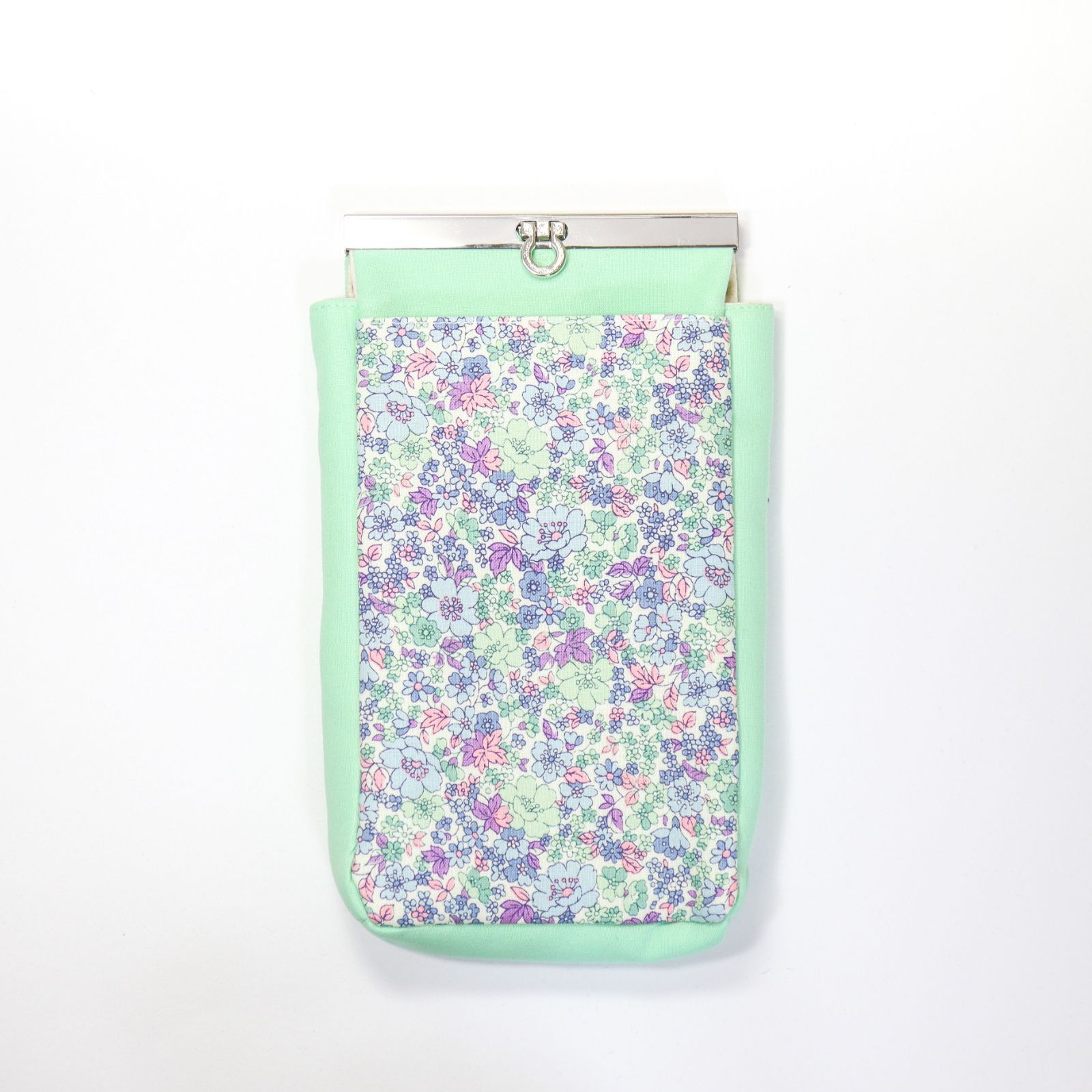 【ede.G】入れたまま操作可！ 直線口金のスマホポーチ リバティ エデナム緑