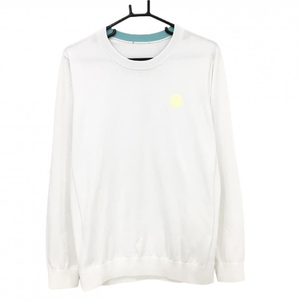 ジーフォア セーター 白 ロゴ蛍光イエロー ニット メンズ 1003 ゴルフウェア G FORE