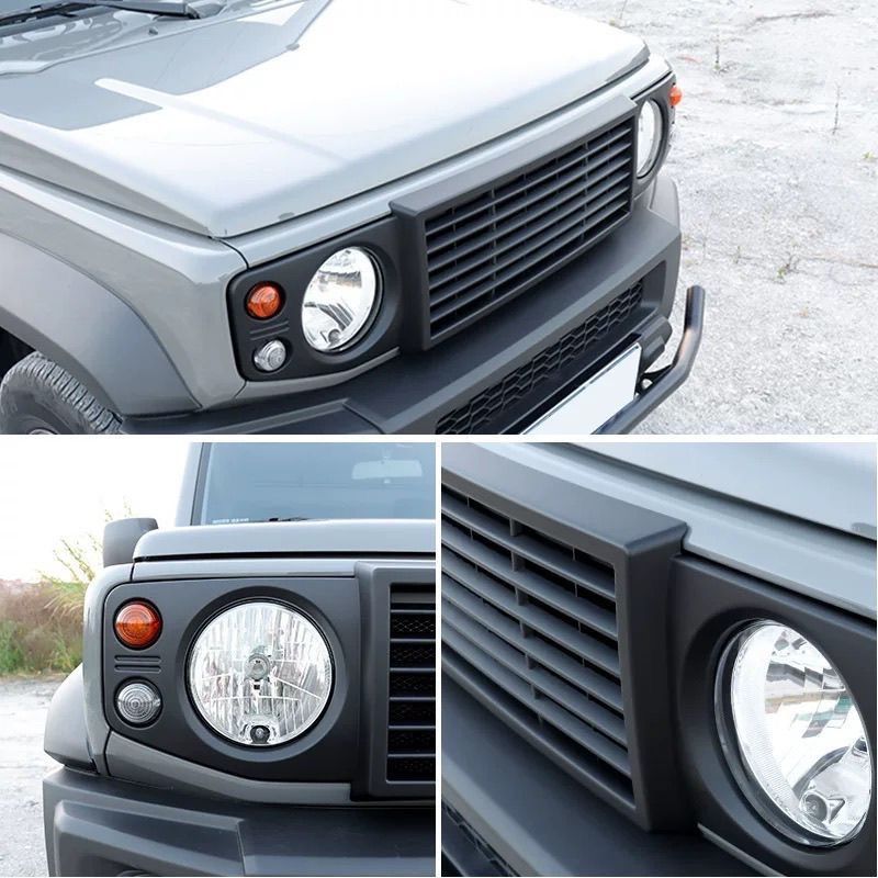高品質スズキ ジムニー JB64|JB74 フロントグリル ランドローバー風 中網カスタムキット LEDマーカー付き
