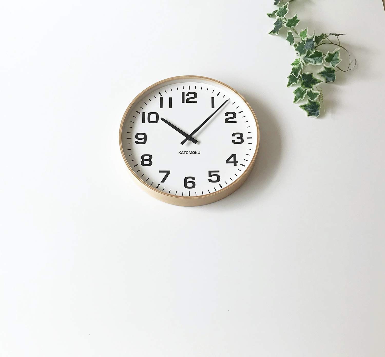 大特価】KATOMOKU plywood wall clock 15 電波時計 スイープ（連続秒針