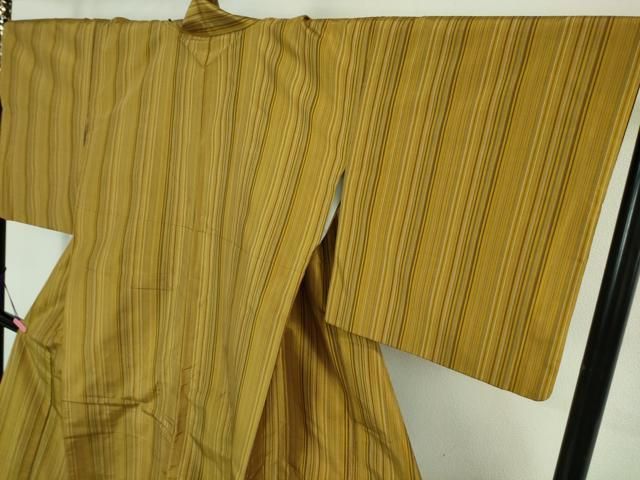 平和屋着物□極上 本場黄八丈 平織 紬 伝統工芸士 西條吉広 笹本重子  