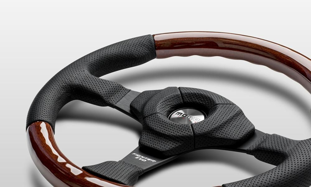 MOMOハンドル　F-34 　FIGHTER EVO LEATHER&WOOD 正規品 MOMO ステアリング FIGHTER EVO LEATHER 35φ (350mm
