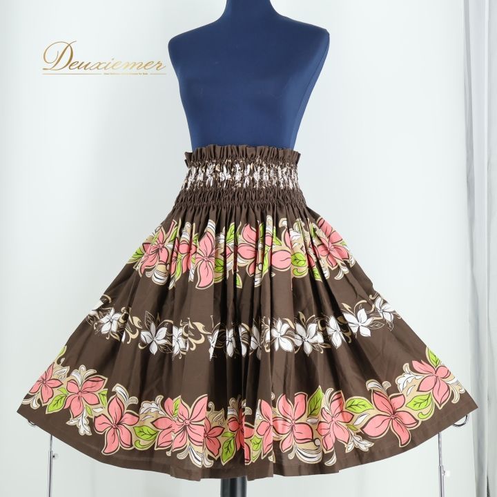 パウスカートショップ　白　プルメリア 日本製 フラダンス衣装ホワイト エムエムジェイ パウスカート