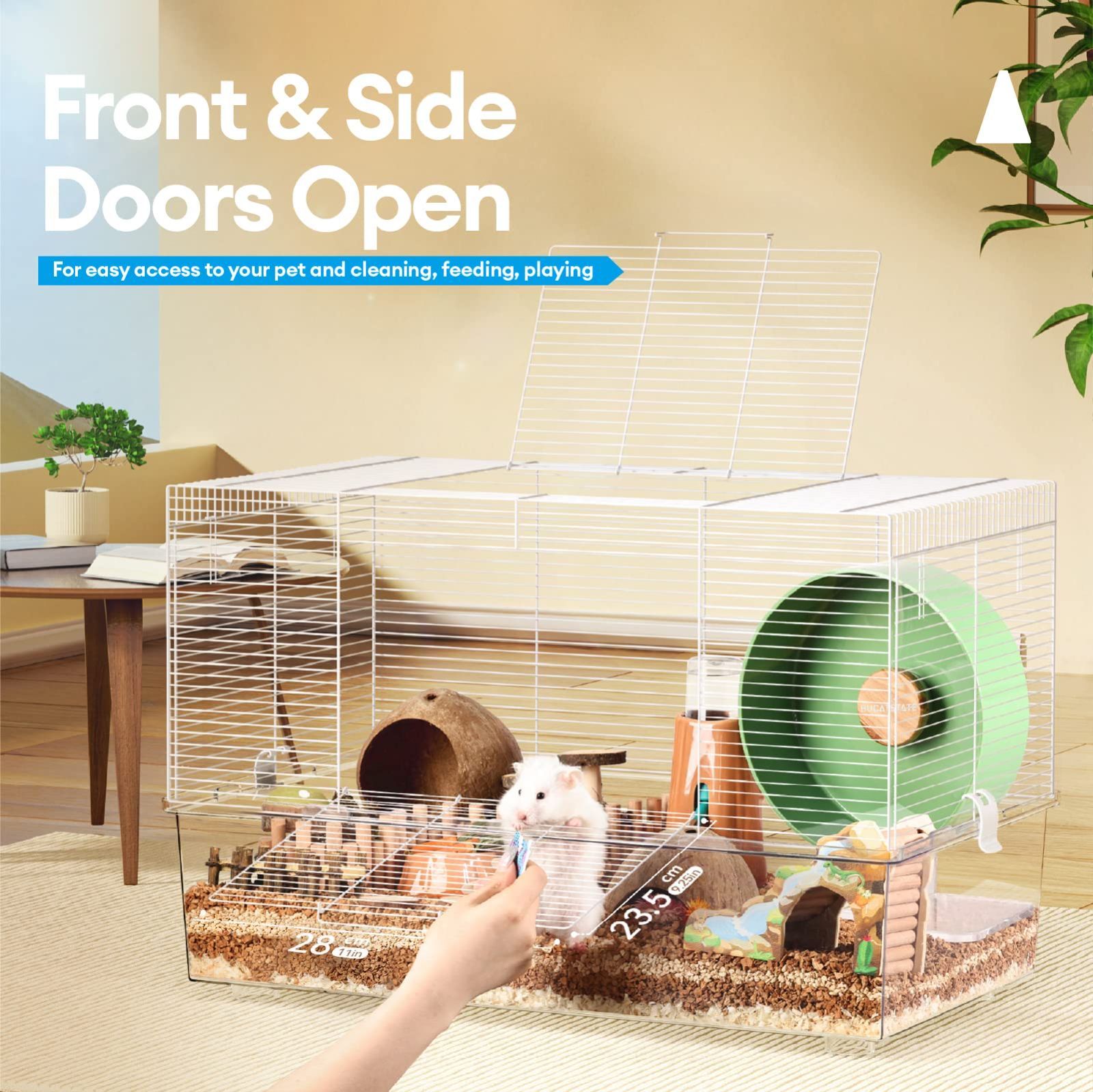 ゴールデンハムスター 620 350 430mm 外寸 小動物用 お掃除しやすい 深めトレイ 透明 キンクマハムスターなど適用 通気 金網タイプ 飼育ケージ 大型サイズ クリアケージ ケージ単品 620 ケージ ハムスター BUCATSTATE