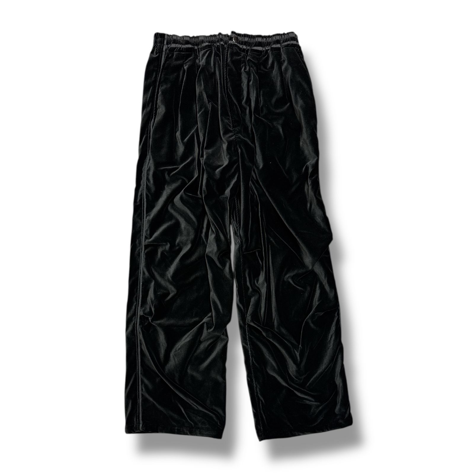 参考上代59400円 ESSAY TRACK LINE PANTS ベルベット トラックパンツ イージーパンツ エッセイ ES19P-02|B ブラック