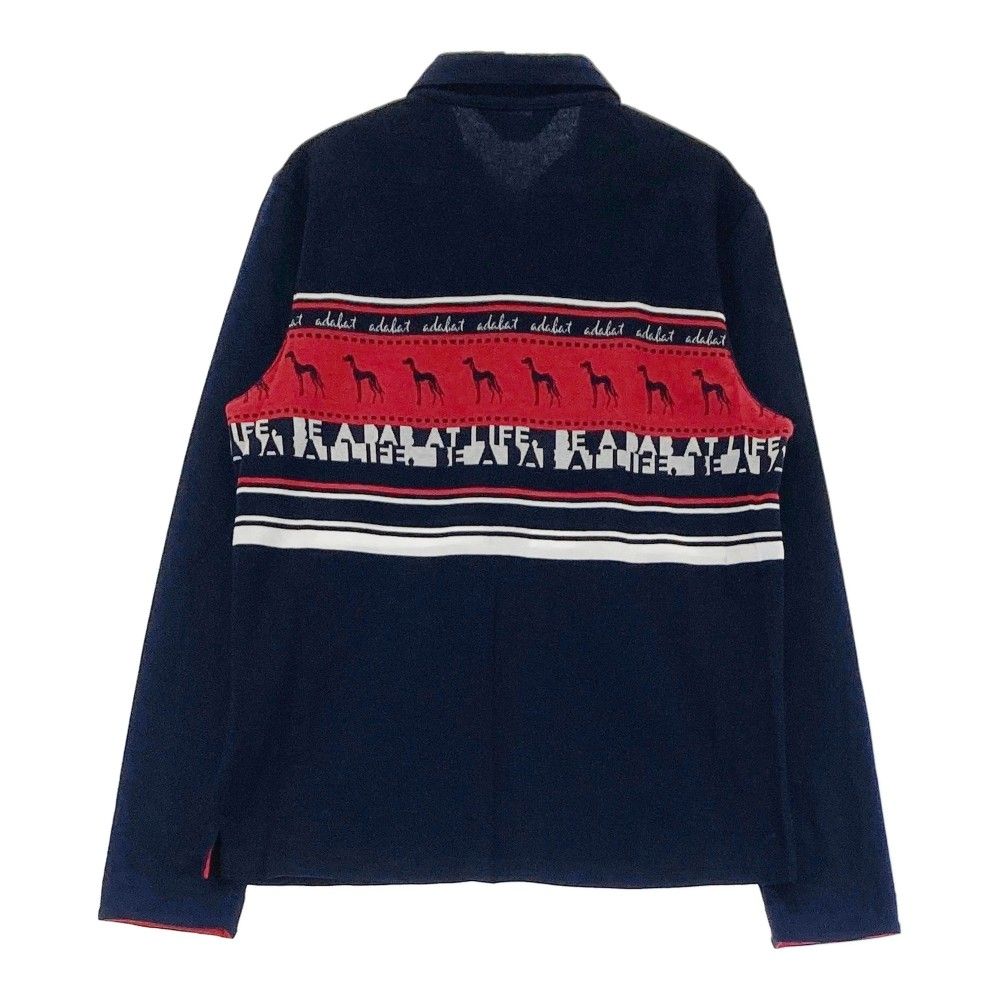 サイズ：40 ADABAT アダバット ; 長袖ポロシャツ 総柄 ネイビー