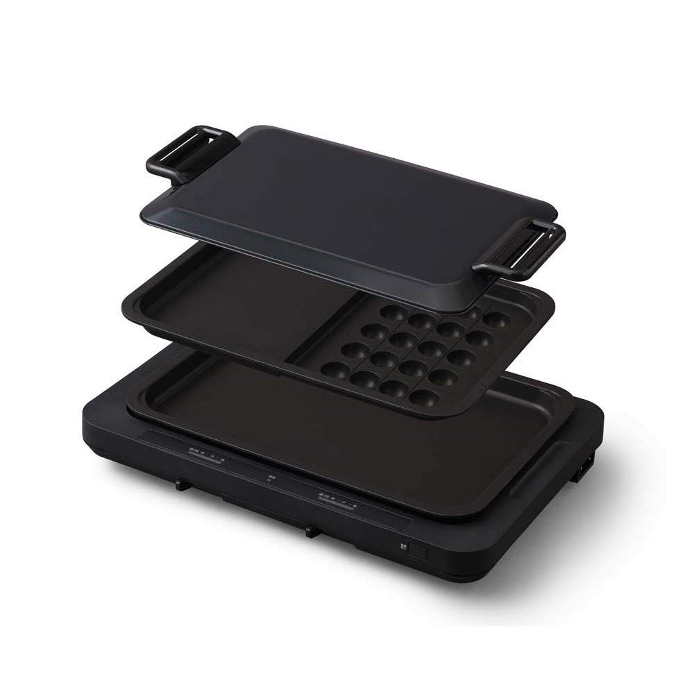 アイリスオーヤマ ホットプレート 左右温度調整 プレート2枚 平面 たこ焼き ブラック WHP-012-B ブラック プレート2枚 平面プレート たこ焼きプレート 旧モデル