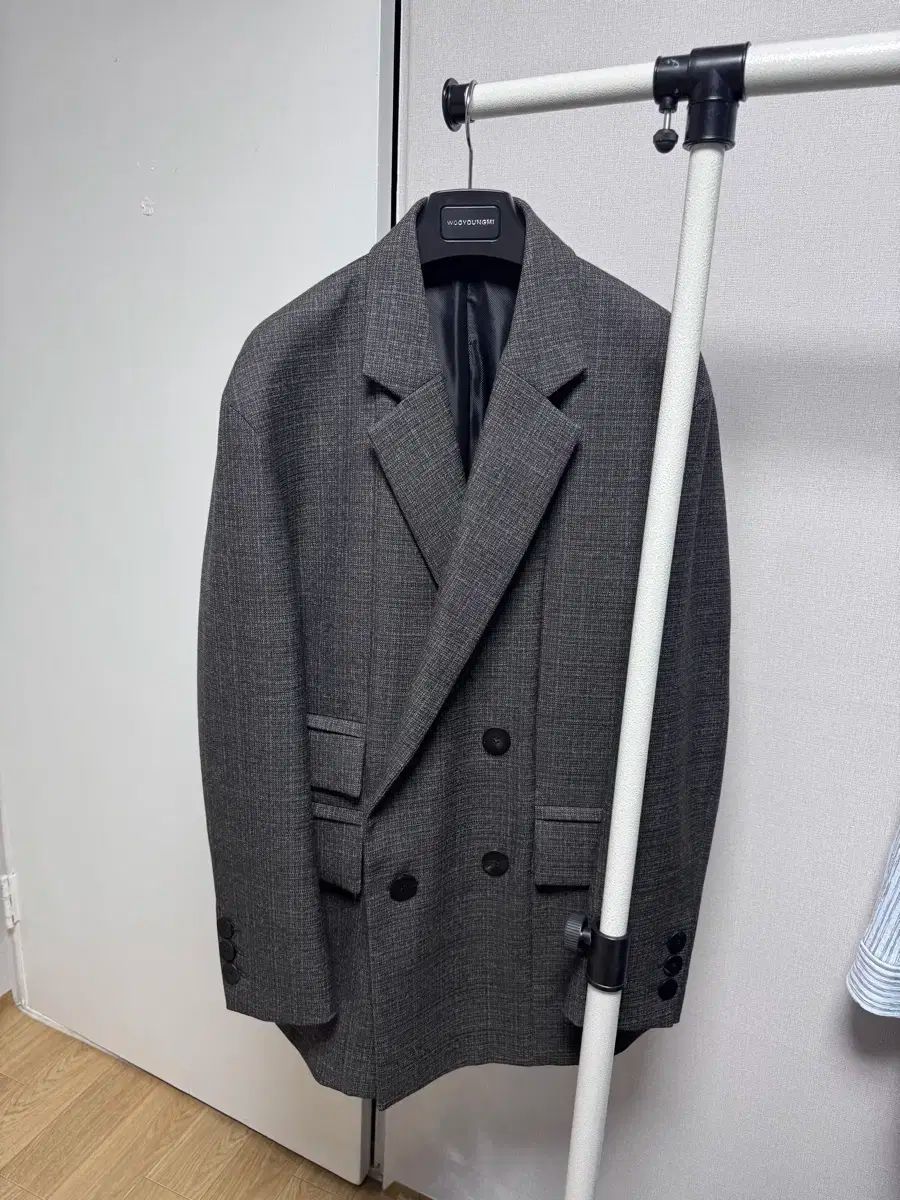 ウーヨンミ 21FW メイン CHECK グレー DOUBLE セットアップ 46 48