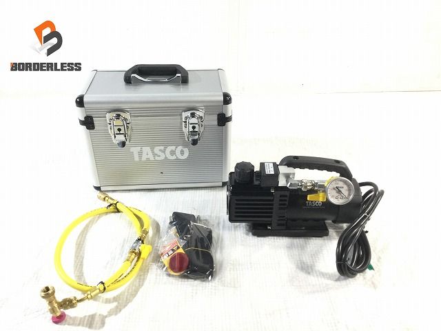 セット TASCO タスコ オイル逆流防止弁付ウルトラミニツーステージ真空ポンプ TA150SW ミニ真空計 TA142BP ホース ケース付 104971