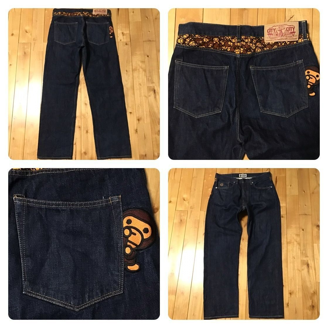 Milo 刺繍 デニム パンツ Mサイズ a bathing ape BAPE Denim Pants マイロ デニム エイプ ベイプ アベイシングエイプ NIGO