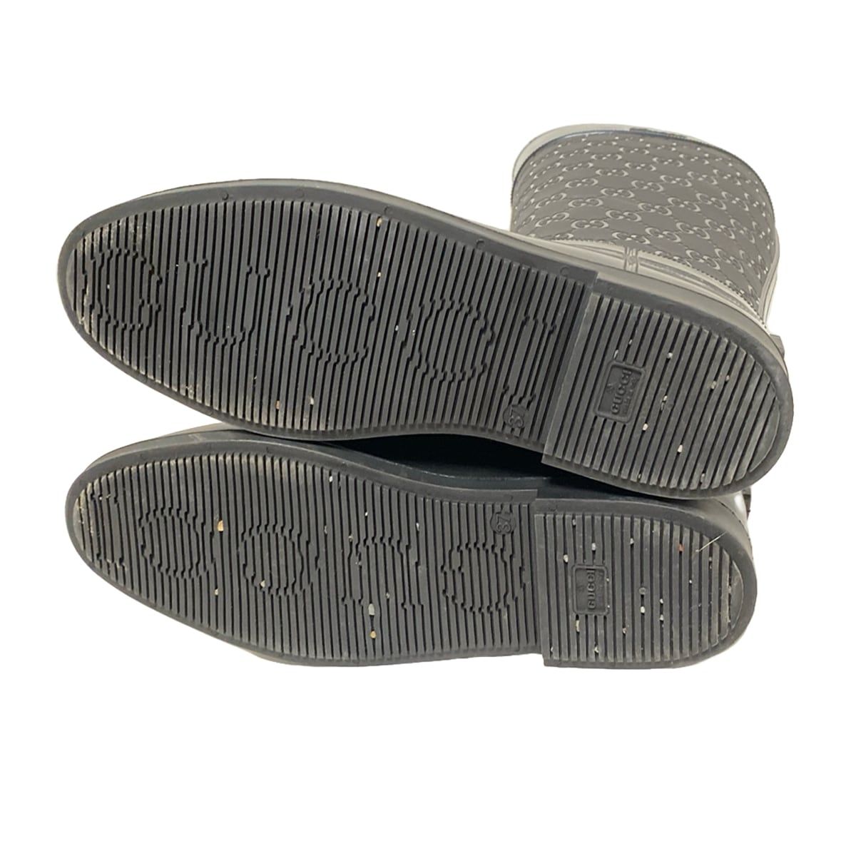 GUCCI(グッチ) レインブーツ 37 レディース - 黒 シマライン GUCCI(グッチ) レインブーツ 37 レディース - 黒 シマライン