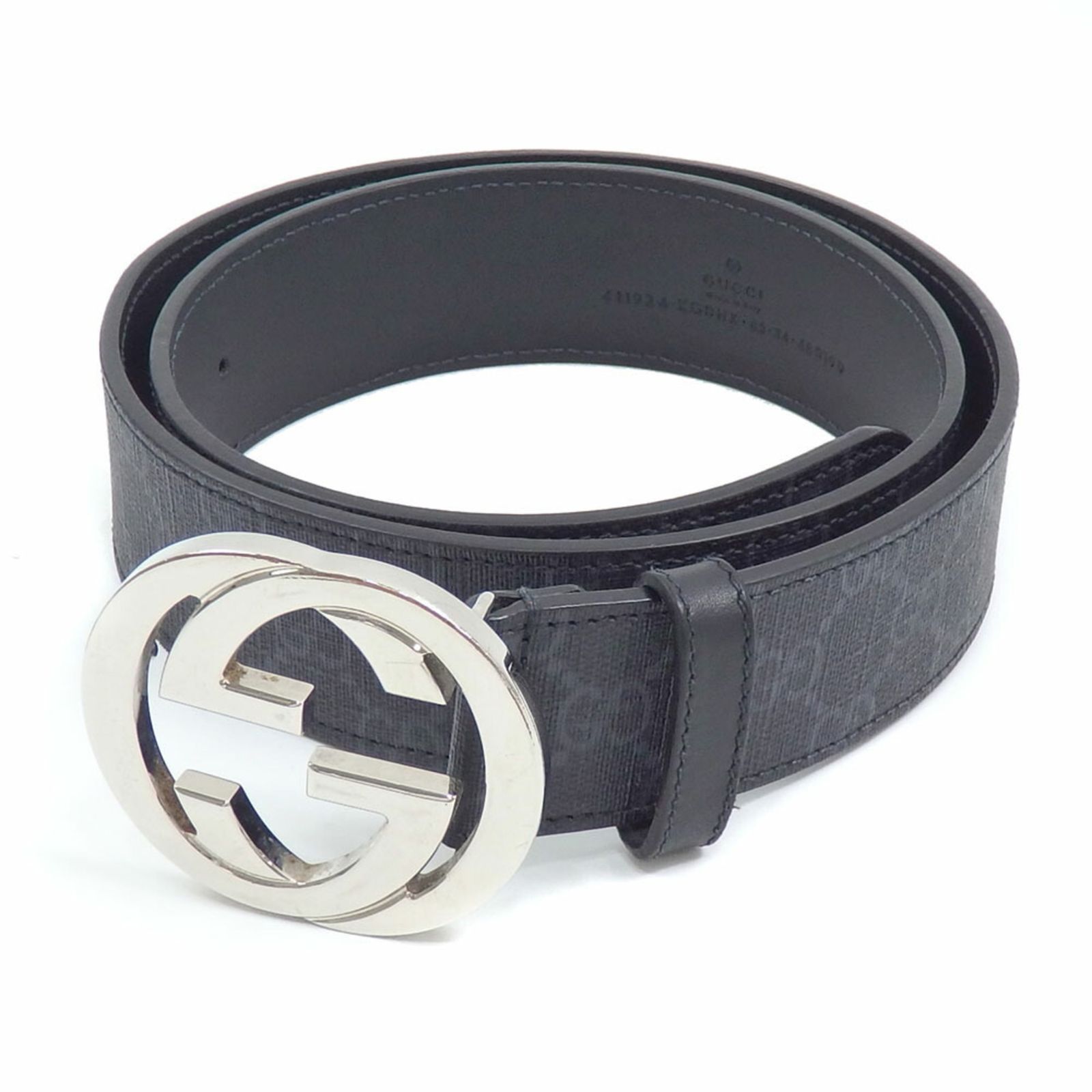 グッチ Gucci グッチ インターロッキングG ベルト メンズ PVC ブラック 黒 サイズ85cm 34インチ 480199 GGスプリーム C2238758