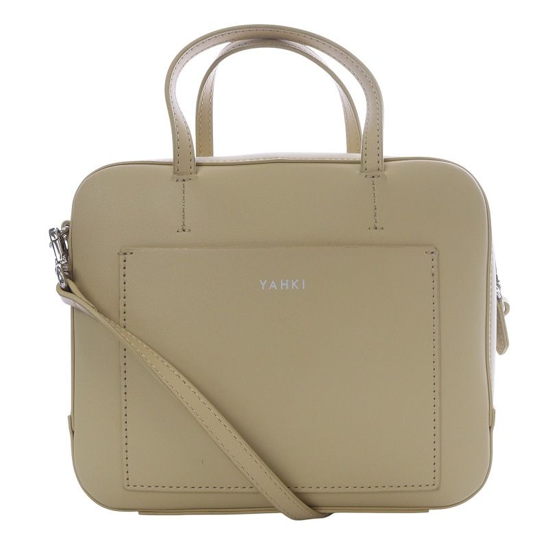 ヤーキ YAHKI CROSS BODY BAG_PISTACHIO 2way ショルダーバッグ ハンドバッグ ロゴ べージュ