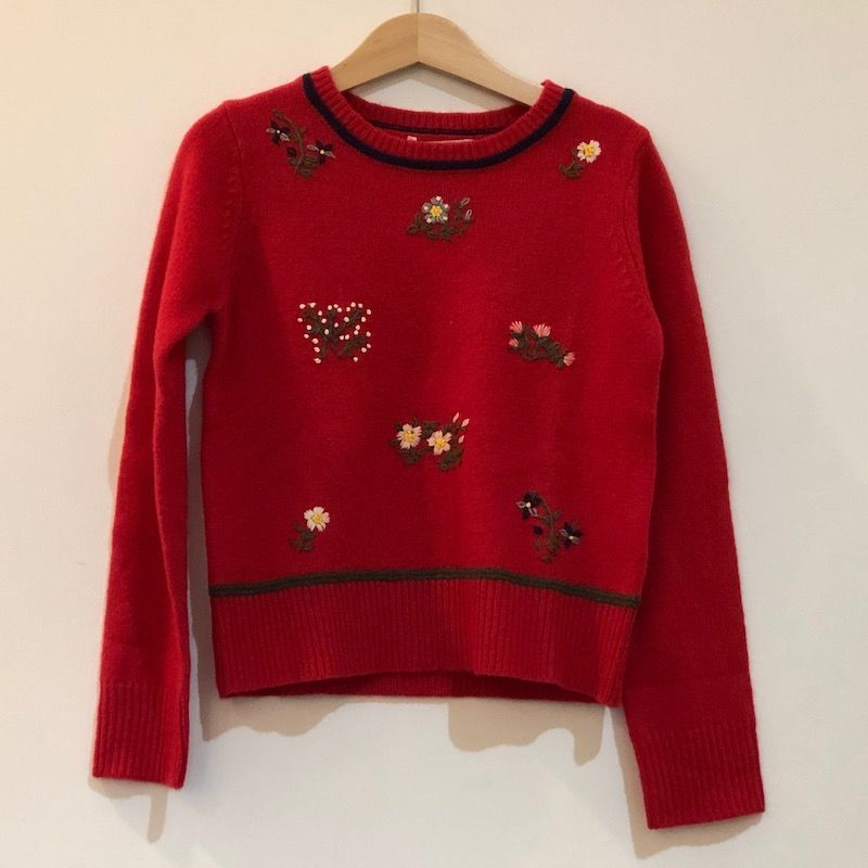 再値下げ bonpoint ボンポワン　お花刺繍ニット　赤　６A　新品未使用