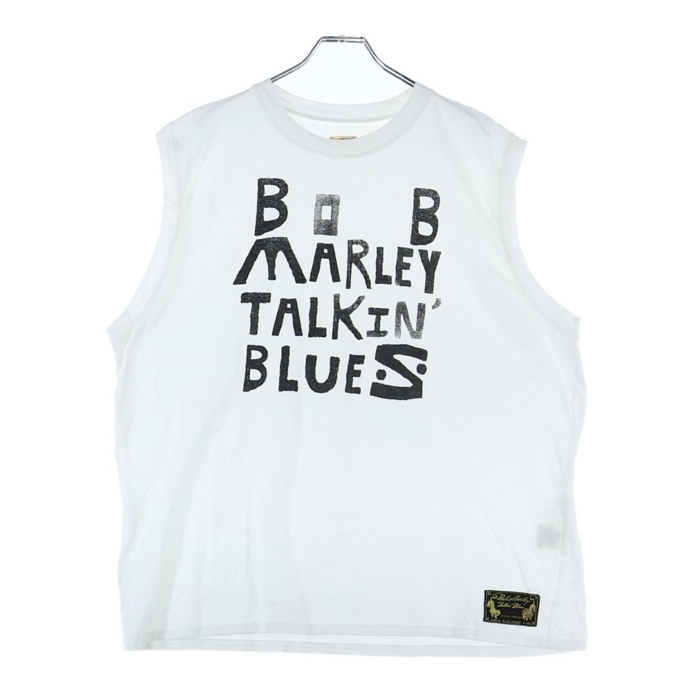 KAPITAL キャピタル 25SS Jersey Sleeveless Big Tee Marley Talkin Blues フロントロゴプリント ノースリーブシャツ タンクトップ ホワイト
