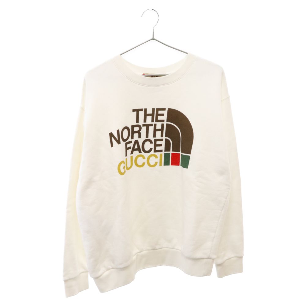 GUCCI (グッチ) ×THE NORTH FACE ノースフェイス フロントロゴプリントクルーネックスウェットトレーナー ホワイト 617964  - メルカリ