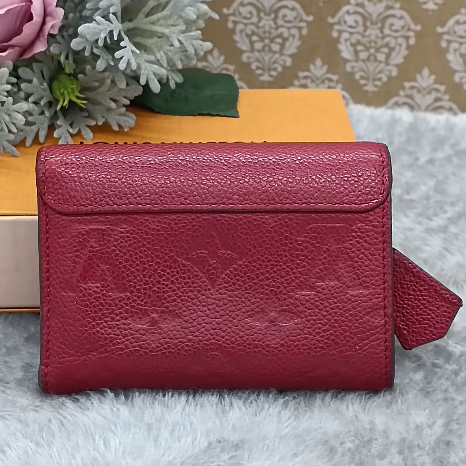 LOUIS VUITTON 三つ折財布 アンプラント モノグラム レッド 箱付き