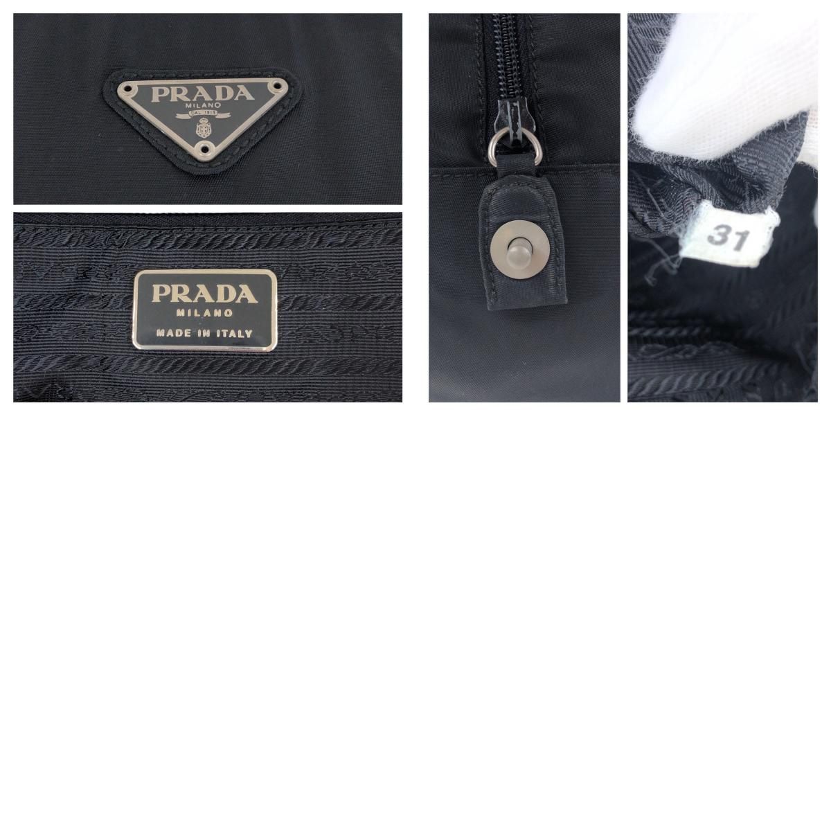 【美品】 PRADA テスートナイロン ハンドバッグ 三角ロゴ 白タグ 極美品】プラダ トートバッグ ハンドバッグ ナイロン 三角ロゴ