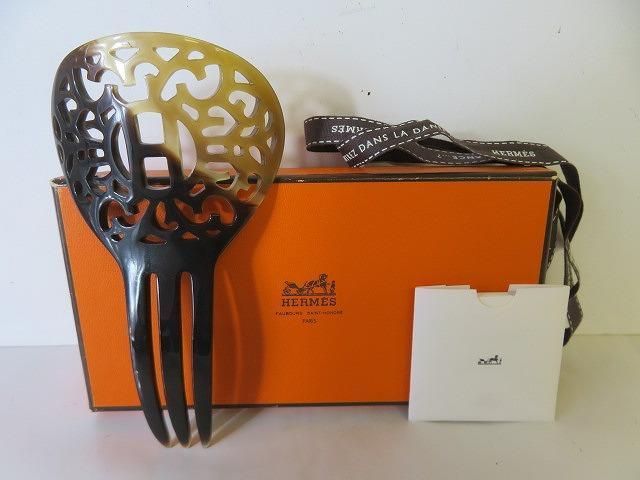 BDN10☆エルメス/HERMES かんざし 髪留め ロカイユ バッファローホーン