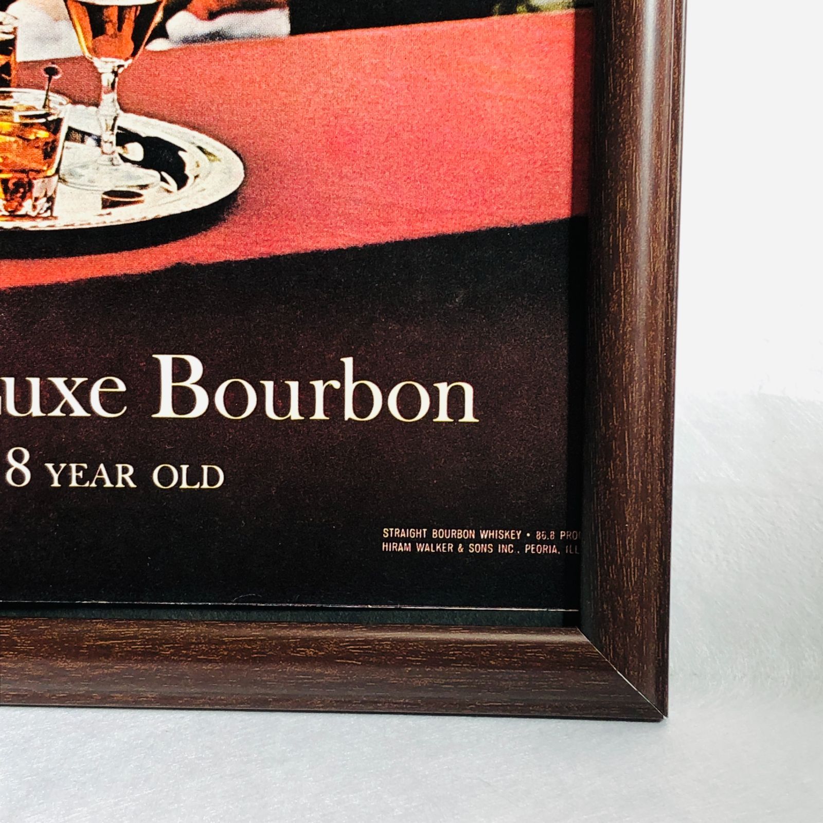 『 ウォーカー　バーボン 』ビンテージ 広告　60年代　フレーム 付 ポスター 当時物 額付 LIFE 雑誌 アンティーク WALKERS　Bourbon