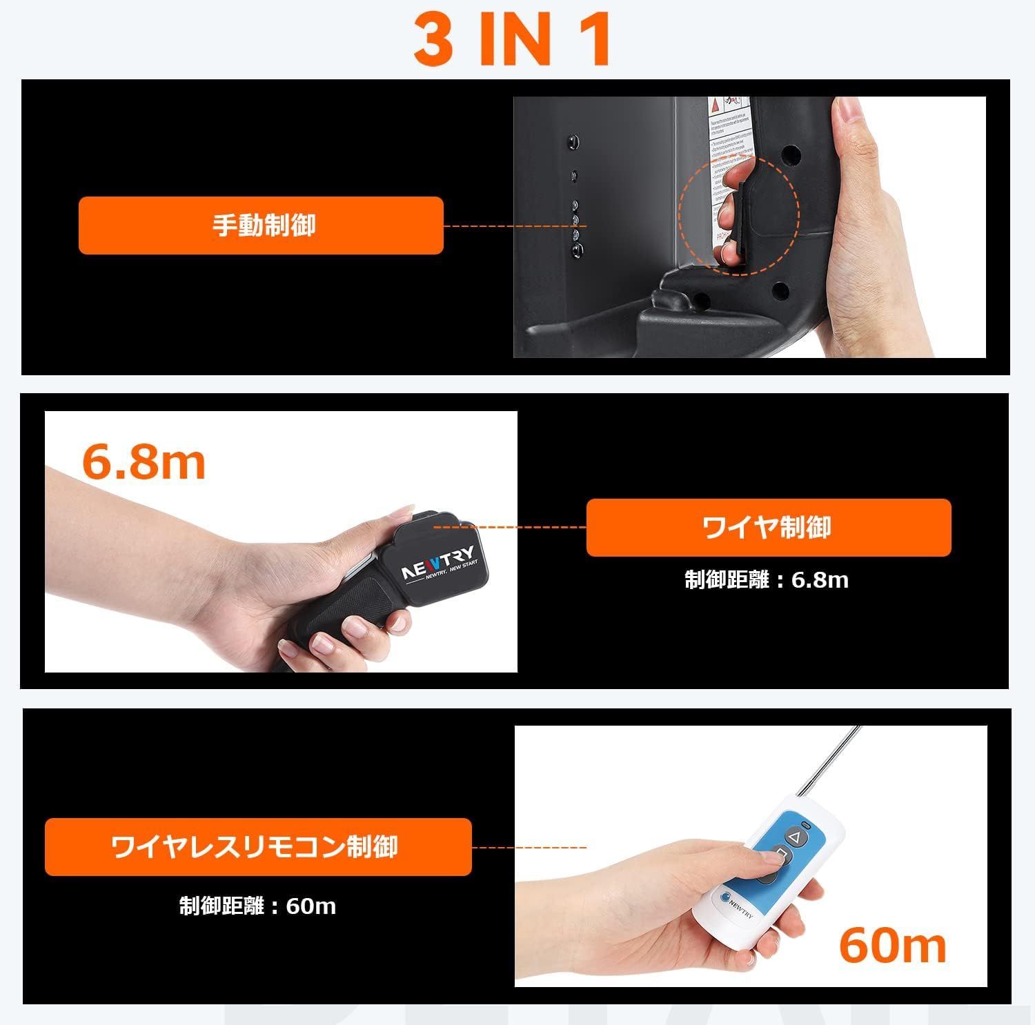  業務用 ワイヤレスリモコン制御 ワイヤ制御 手動制御 家庭用 1500 W 吊り上げ能力200 kg 巻き上げ機 110 V 小型クレーン 電動ホイスト リフト高さ19 m 電動ウインチ NEWTRY 梱包用手袋 その他 梱包 テープ