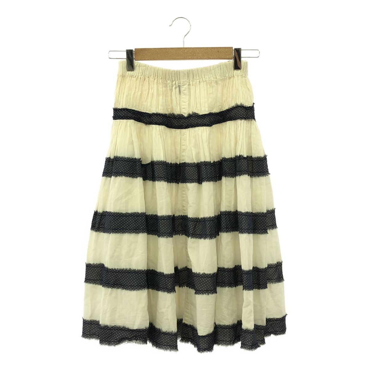 tricot COMME des GARCONS | トリココムデギャルソン | カットオフ ドット ボーダー ギャザースカート | ホワイト|ネイビー | レディース