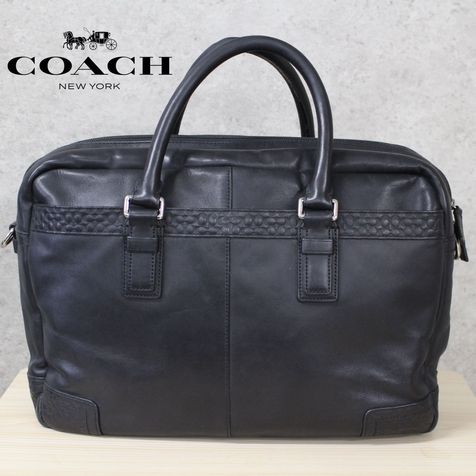 S102)COACH/コーチ ビジネスバッグ シグネチャー F70550 レザー