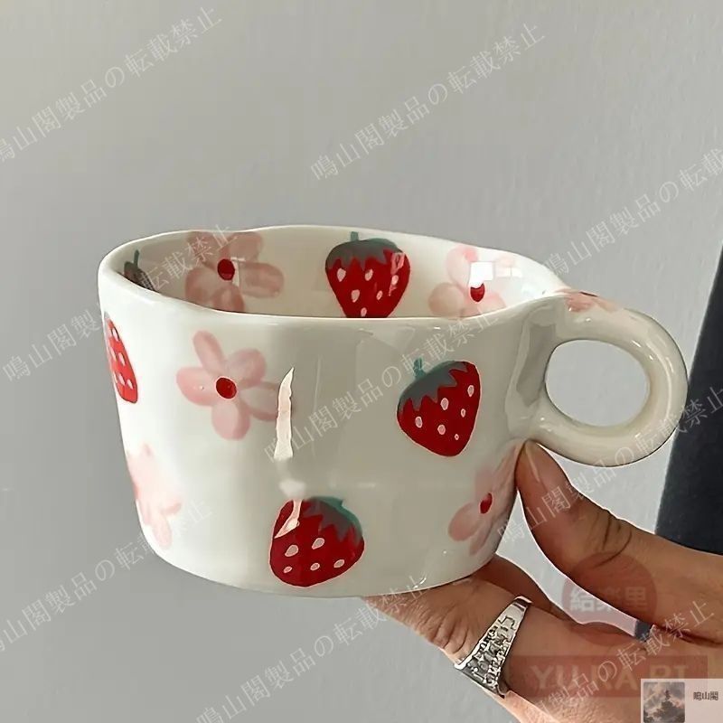 イチゴモチーフコーヒーカップ イチゴモチーフ、織部コーヒーカップ