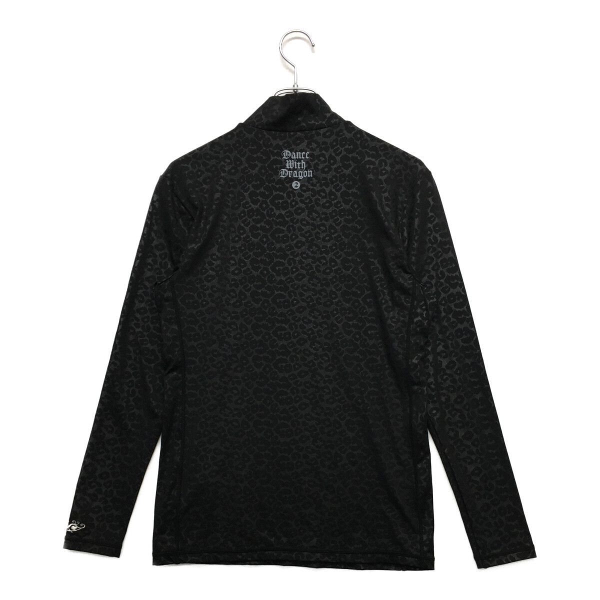 ダンスウィズドラゴン　長袖ハイネック ダンスウィズドラゴン 長袖ハイネックシャツ 黒×白 袖口ボーダー