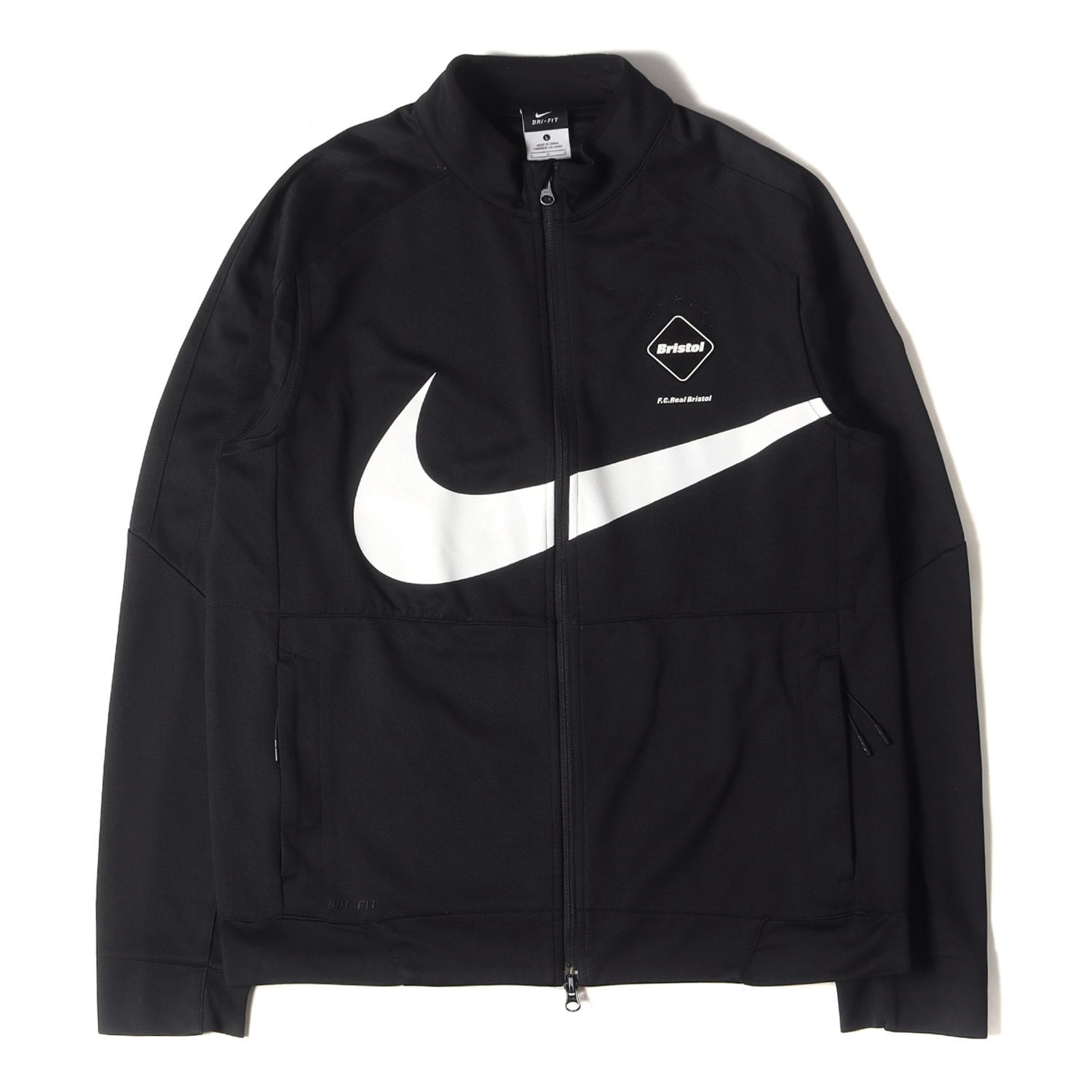 F.C.Real Bristol エフシーレアルブリストル ジャケット サイズ:L NIKE ビッグスウッシュ PDK ジャージ トラックジャケット DRI-FIT PDK JACKET ブラック 黒 ナイキ コラボ アウター ブルゾン 上着【メン