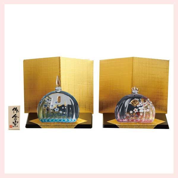 錦桜硝子　座雛（HK154）　※ガラス製,置物,ひな人形