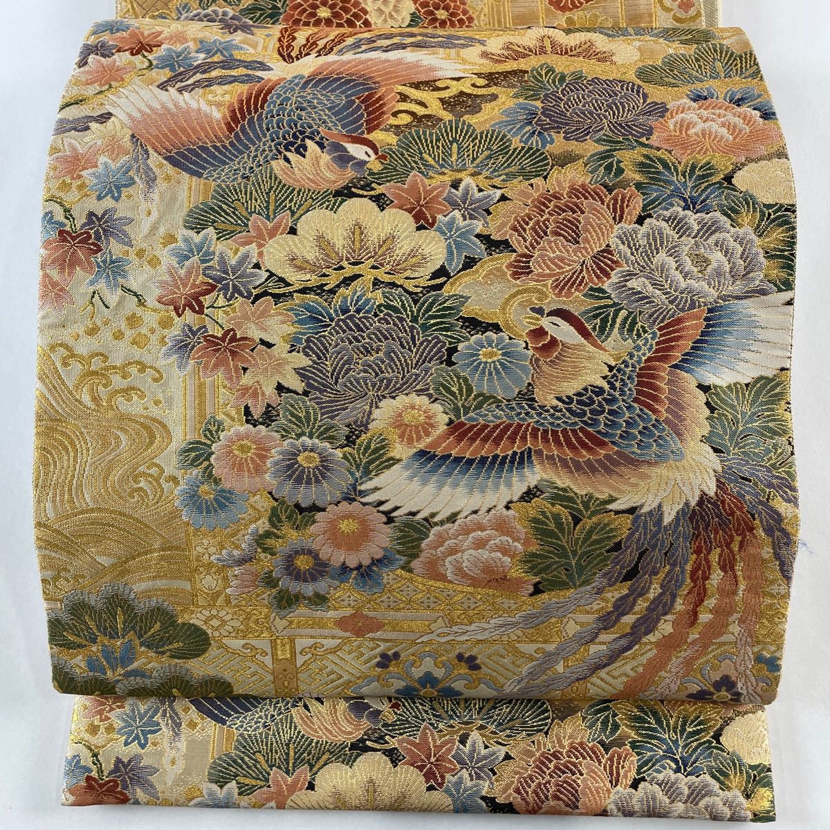 袋帯 美品 秀品 鳳凰 草花 箔 金色 六通 正絹 【中古】 - メルカリ
