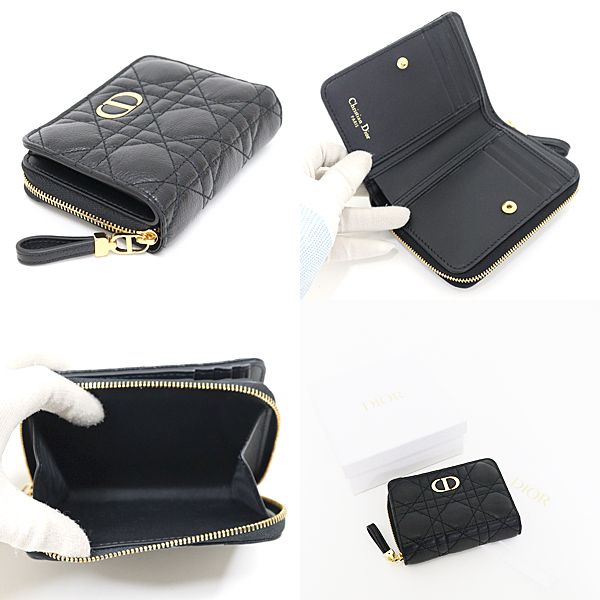 ディオール Dior Caro Scarlet ウォレット カーフスキン ブラック 