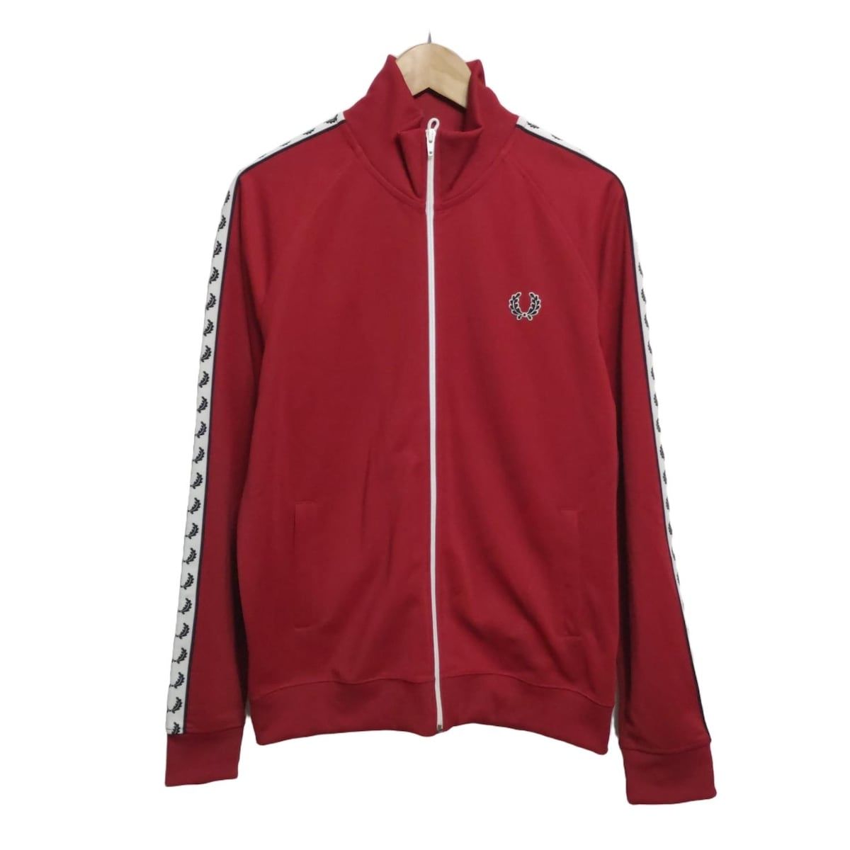 FRED PERRY フレッドペリー ジャージ サイズL レディース - レッド×白×ダークネイビー 長袖