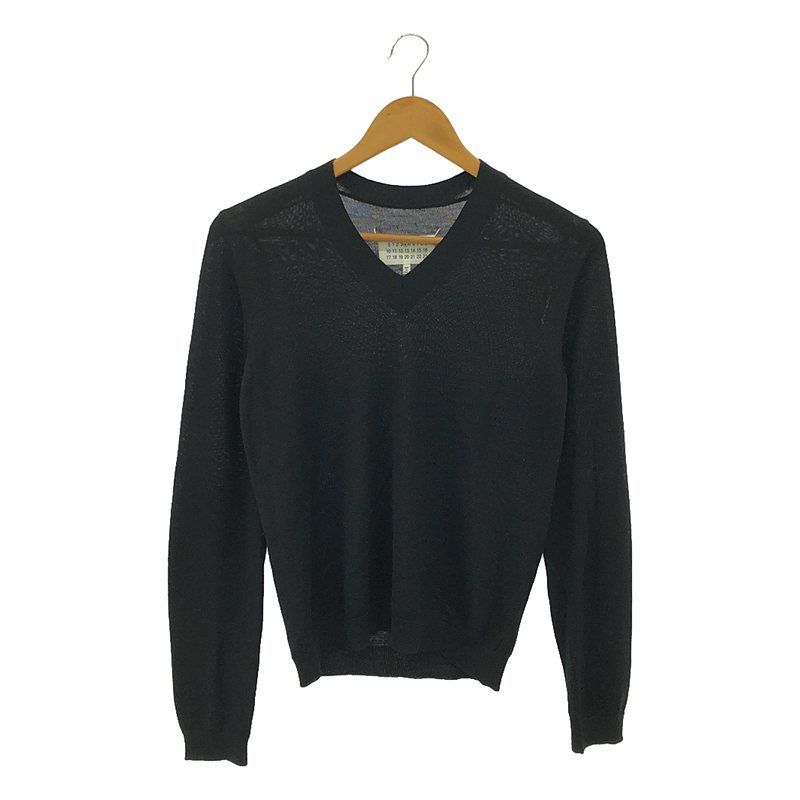 Maison Margiela / メゾンマルジェラ | レザー エルボーパッチ ウール ニット プルオーバー | S | ブラック | レディース Maison Margiela / メゾンマルジェラ | レザー エルボーパッチ ウール