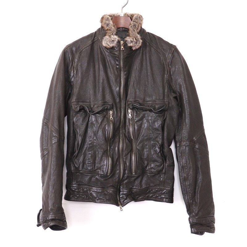 NEIL BARRETT レザージャケット Neil Barrett (ニールバレット) Leather Front Sweatshirt Biker